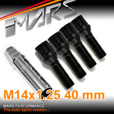 Black Mars Performance wheels M14 x 1.25 40mm ultra slim 7 spline Lock Bolts Set 4 pcs with Key